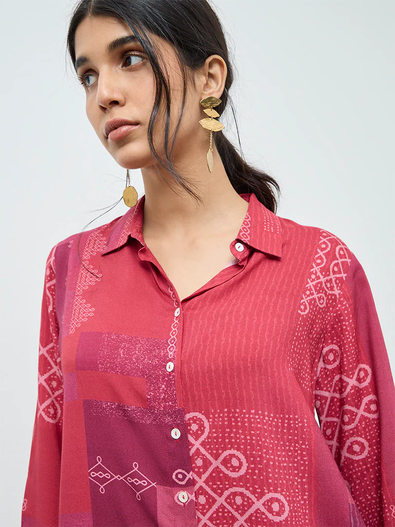 Utsa Red Printed Tunic - Image 3