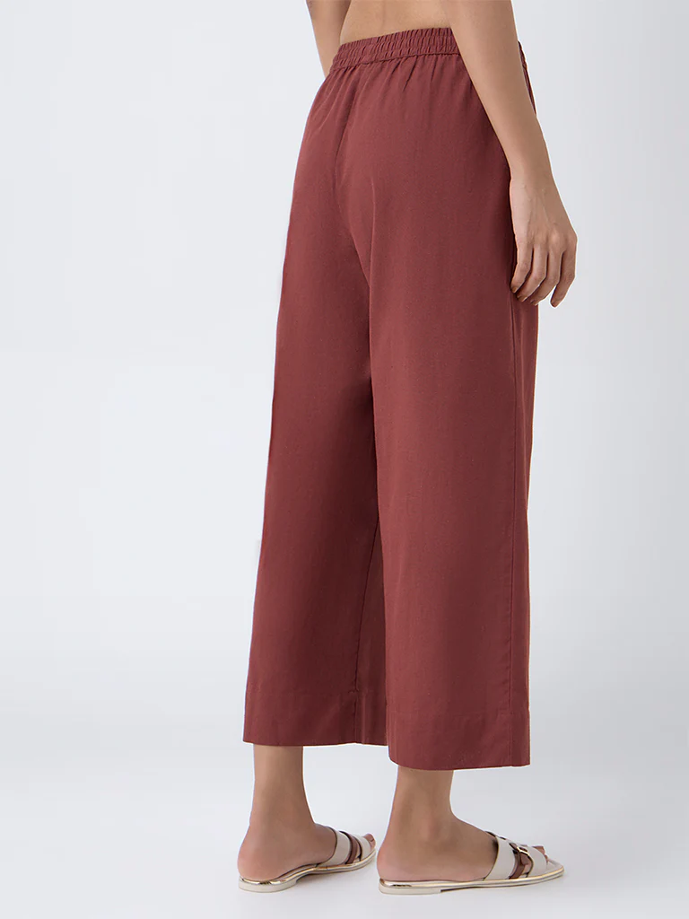 Utsa Rust Cotton-Blend Ethnic Pants - Image 4
