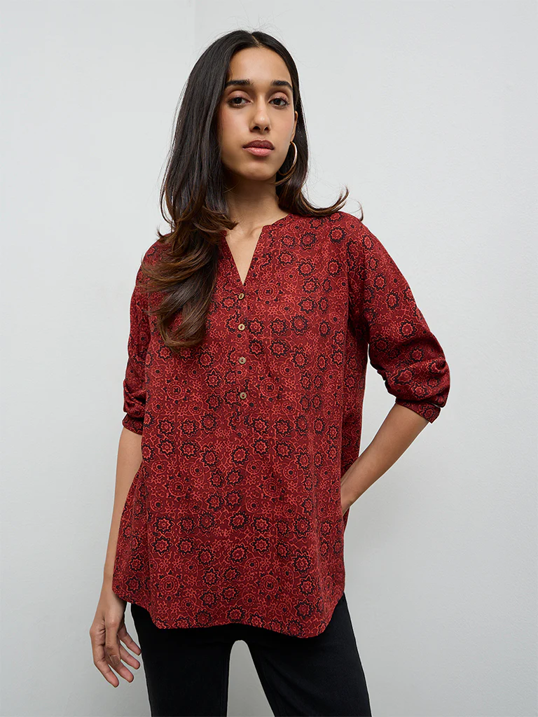 Utsa Rust Printed Tunic - Image 2