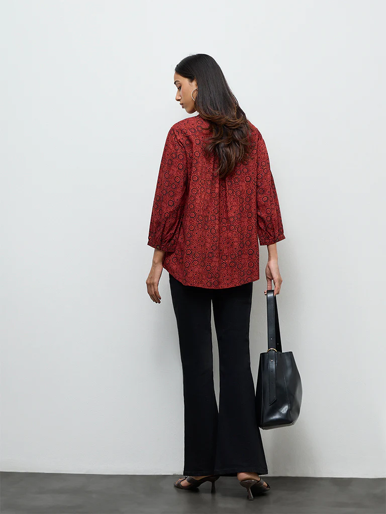 Utsa Rust Printed Tunic - Image 4