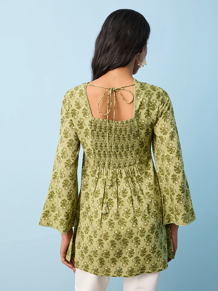 Utsa Sage Botanical Design Kurti - Image 4