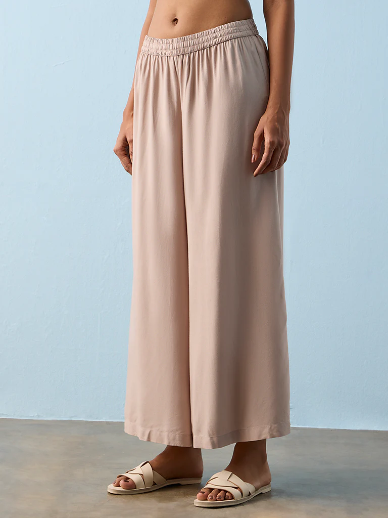 Utsa Taupe Solid Palazzos