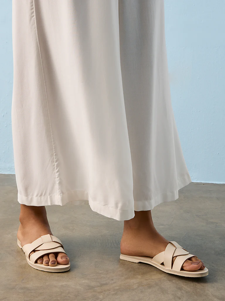 Utsa White Solid Palazzos - Image 3