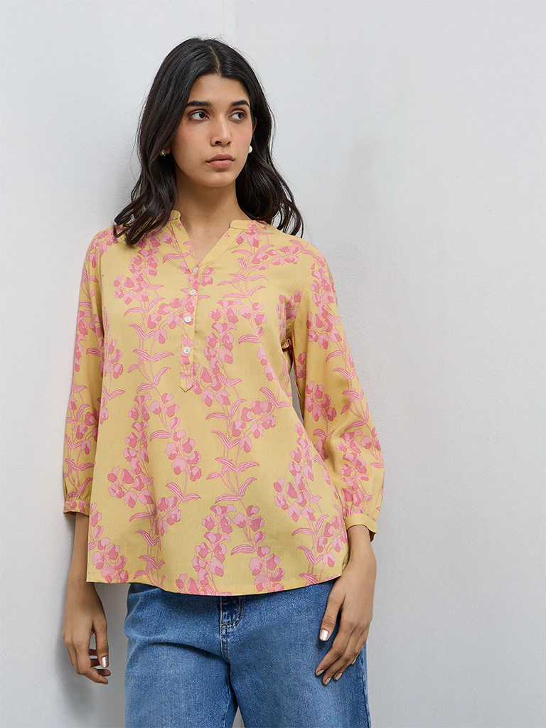 Utsa Yellow Floral Printed Tunic