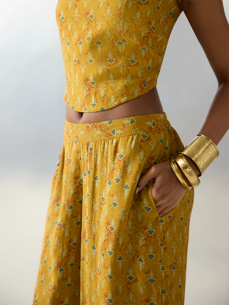 Utsa Yellow Printed Palazzos - Image 3