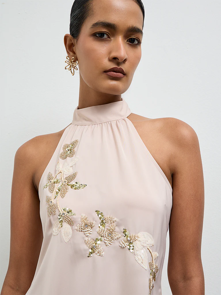 Vark Beige Embellished Ethnic Set - Image 3