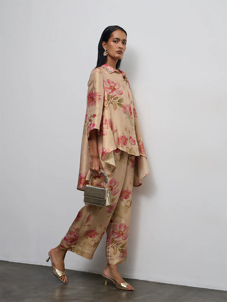 Vark Beige Floral Pattern Co-ord Set - Image 2