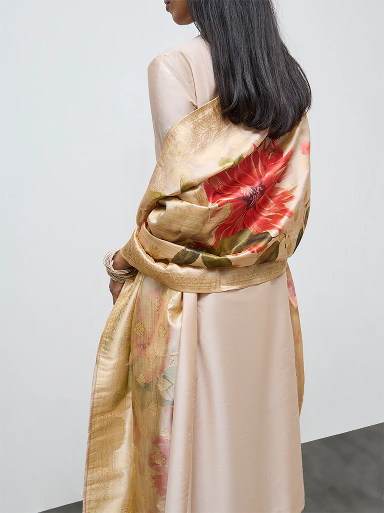 Vark Beige Solid Anarkali Ethnic Set - Image 4