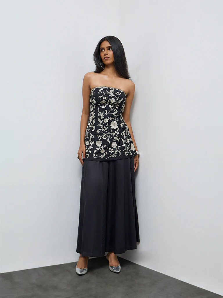 Vark Black Flared Palazzos - Image 2