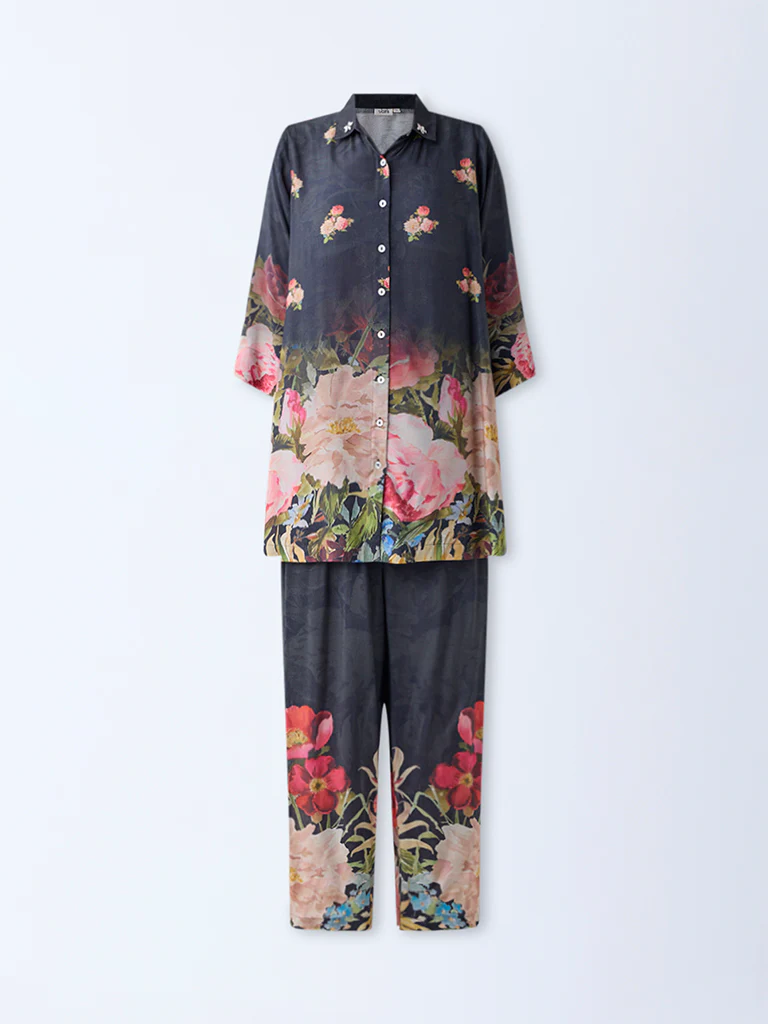 Vark Black Floral Pattern Co-ord Set - Image 5