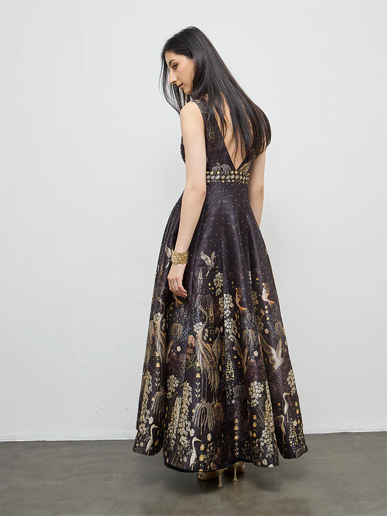 Vark Black Printed A-Line Dress - Image 4