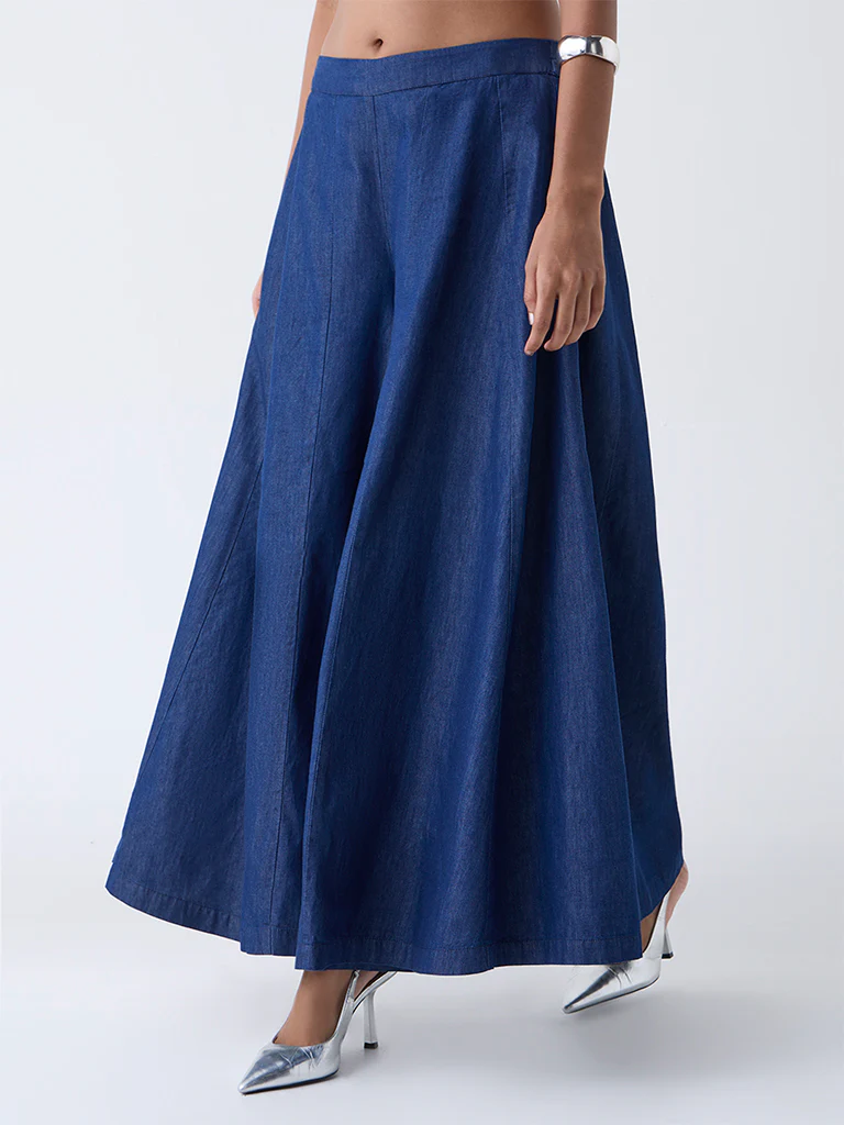 Vark Blue Cotton Palazzos - Image 2