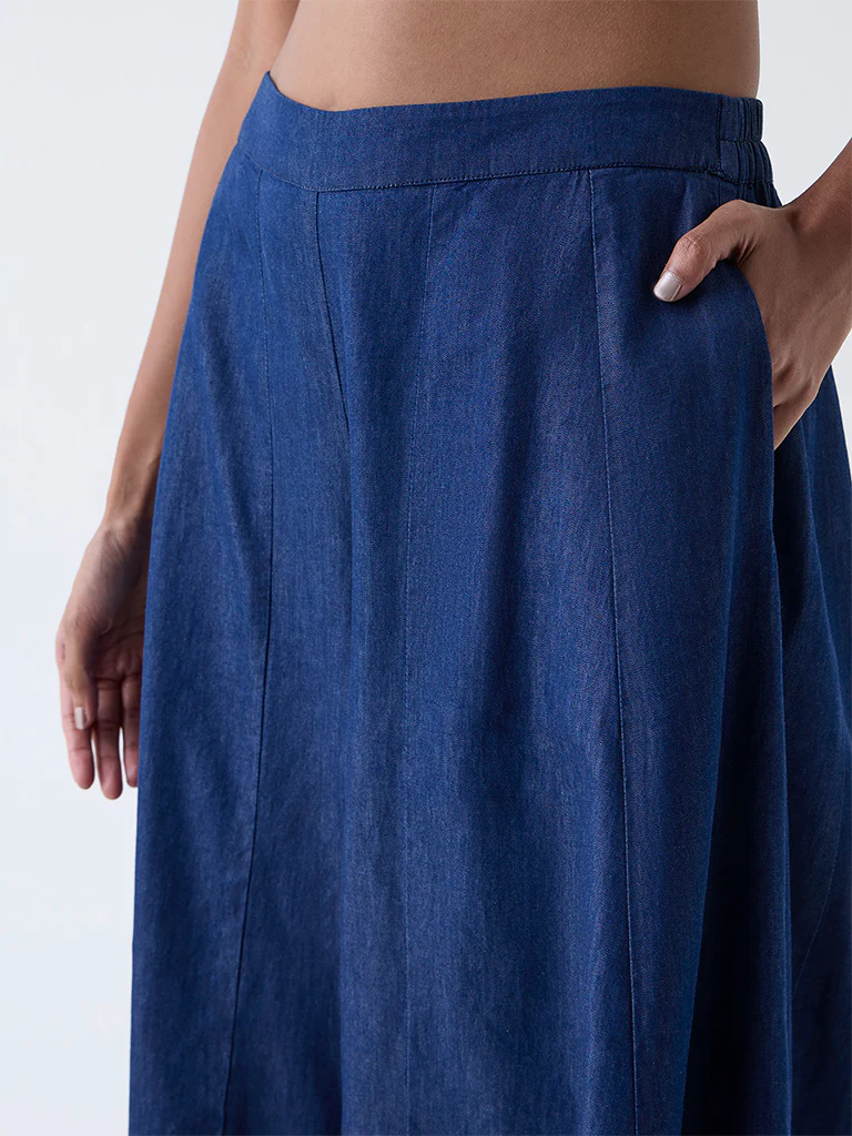 Vark Blue Cotton Palazzos - Image 3