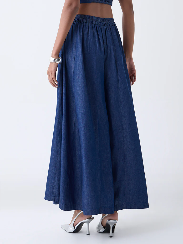 Vark Blue Cotton Palazzos - Image 4