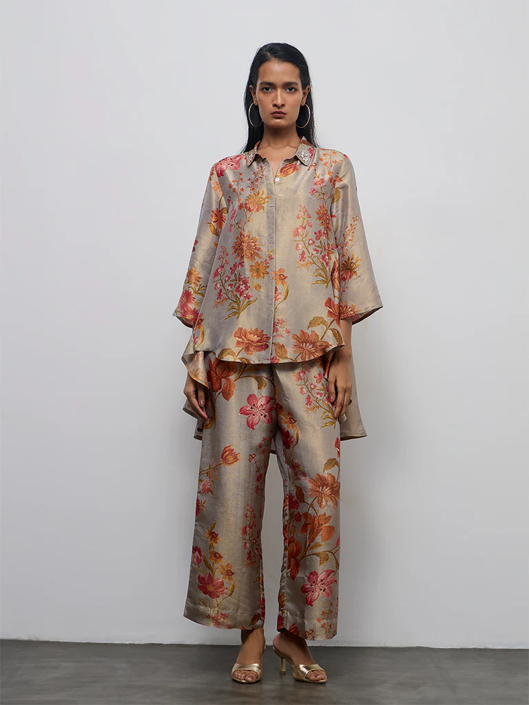 Vark Grey Floral Pattern Co-ord Set - Image 2
