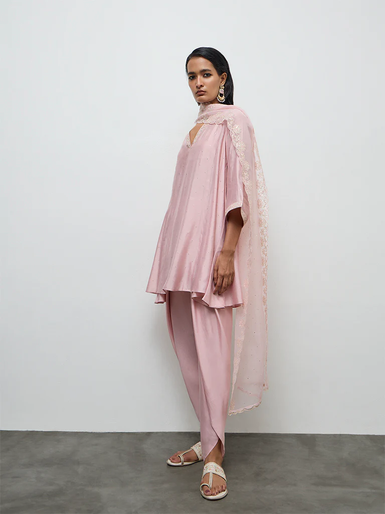 Vark Light Pink Embellished A-Line Ethnic Set - Image 2