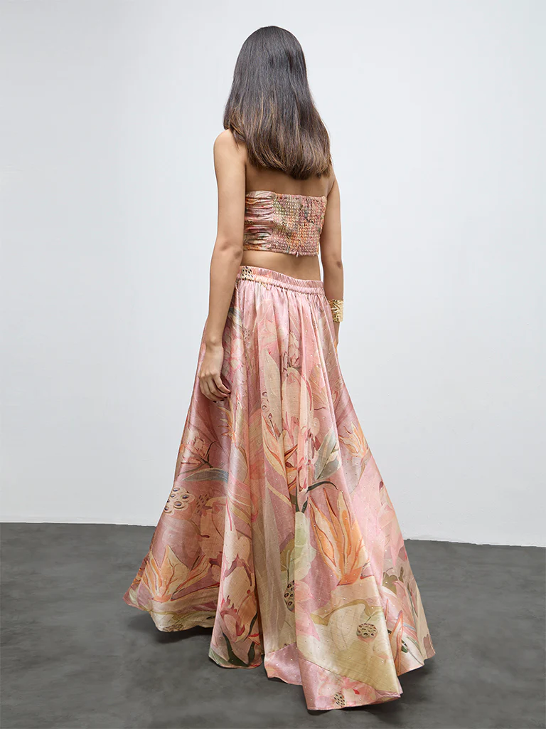 Vark Light Pink Floral Pattern Skirt - Image 4