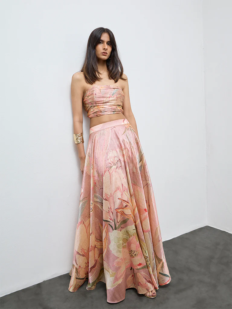 Vark Light Pink Floral Pattern Tube Top - Image 2