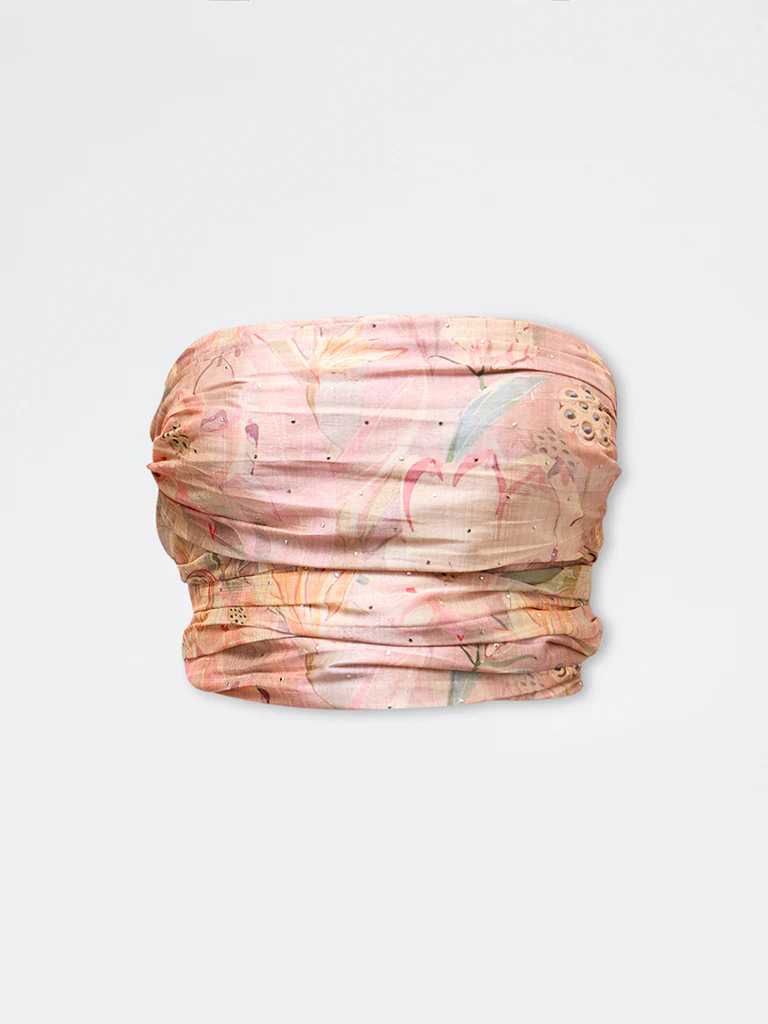 Vark Light Pink Floral Pattern Tube Top - Image 5
