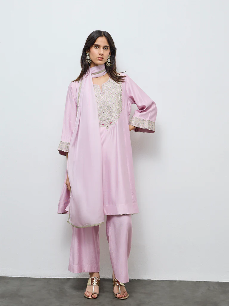 Vark Lilac Embellished A-Line Ethnic Set - Image 2