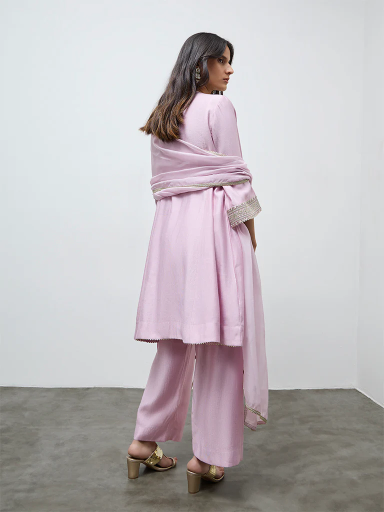 Vark Lilac Embellished A-Line Ethnic Set - Image 4