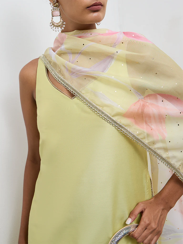 Vark Lime A-Line Kurta Ethnic Set - Image 3
