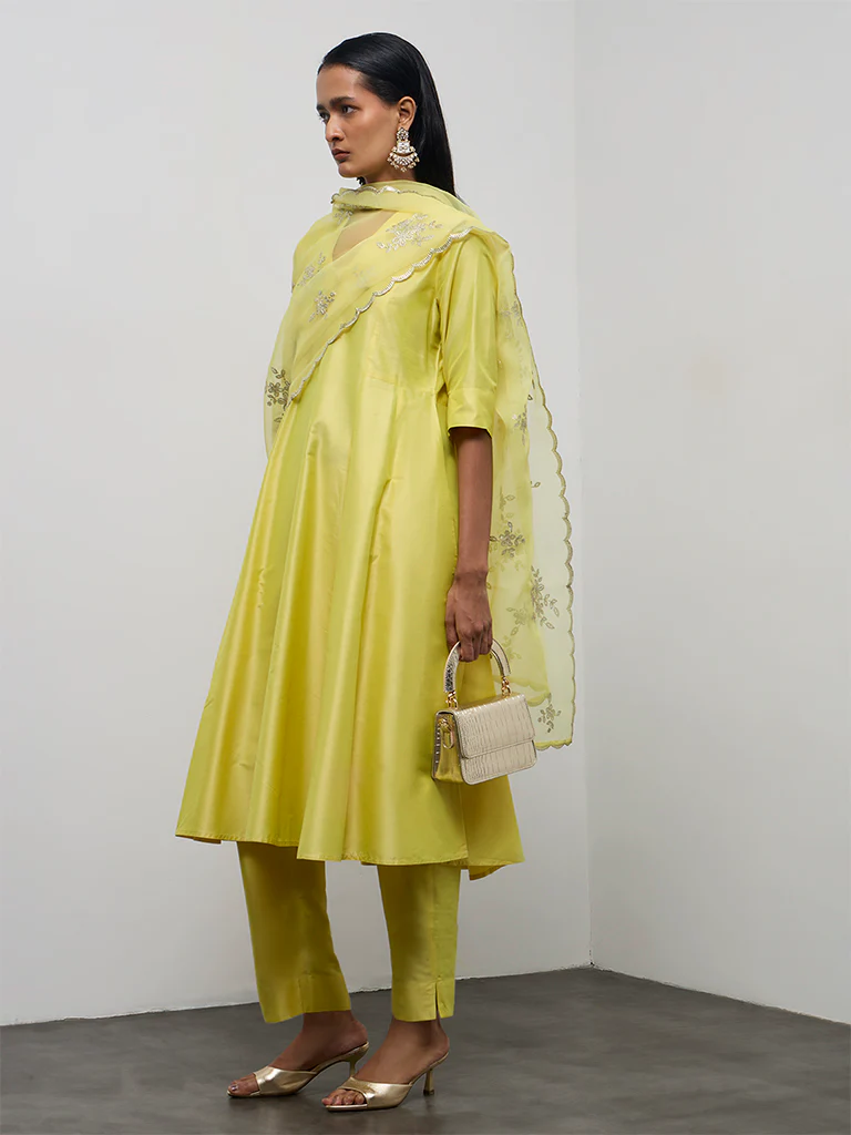 Vark Lime Anarkali Ethnic Set