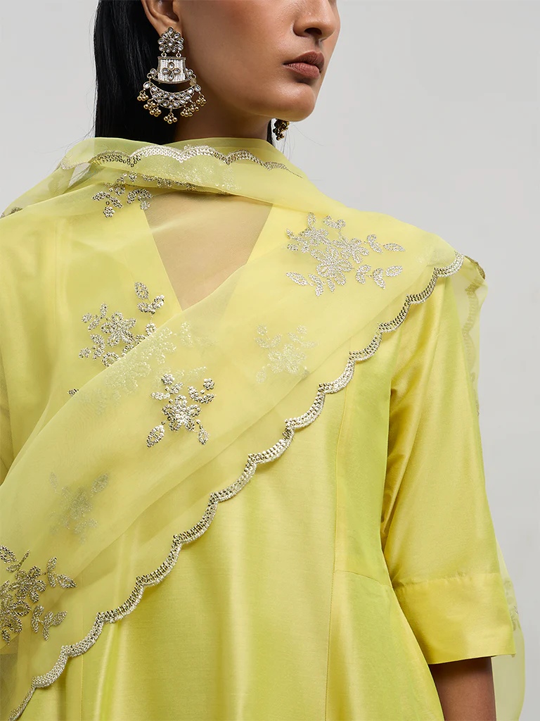 Vark Lime Anarkali Ethnic Set - Image 3