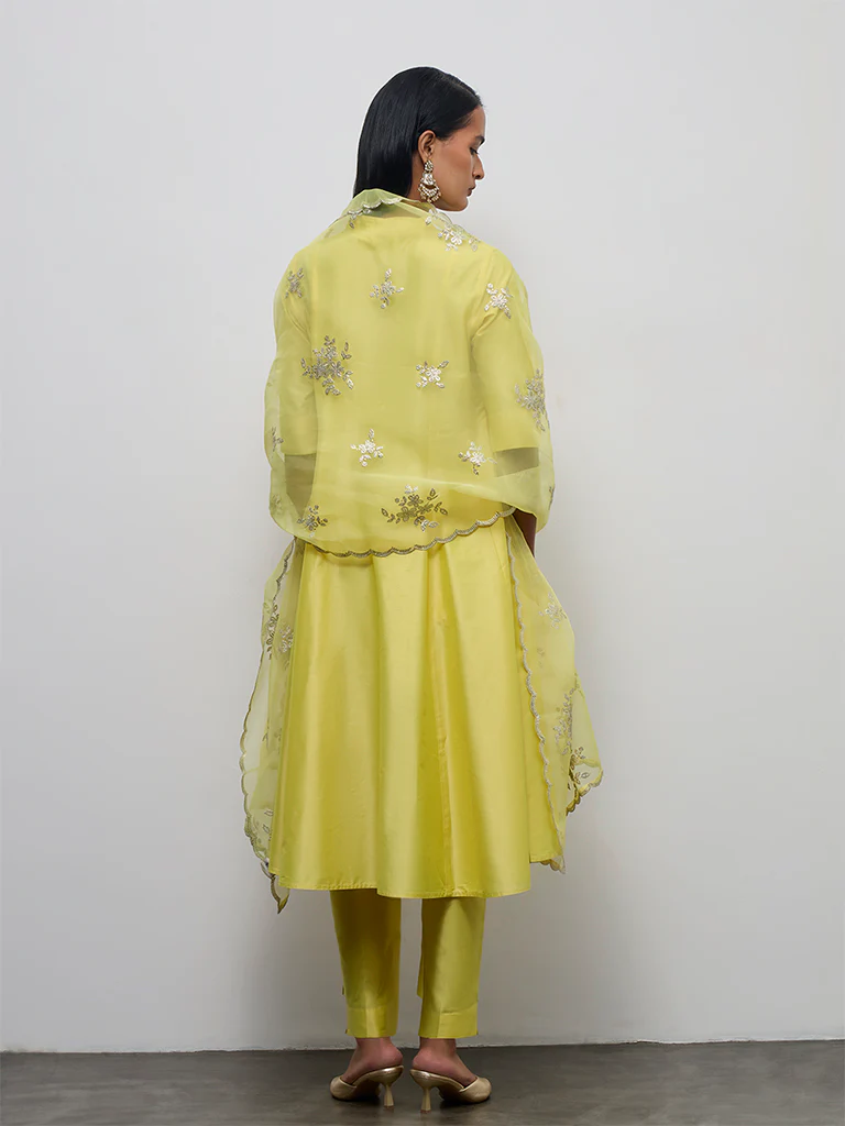 Vark Lime Anarkali Ethnic Set - Image 4