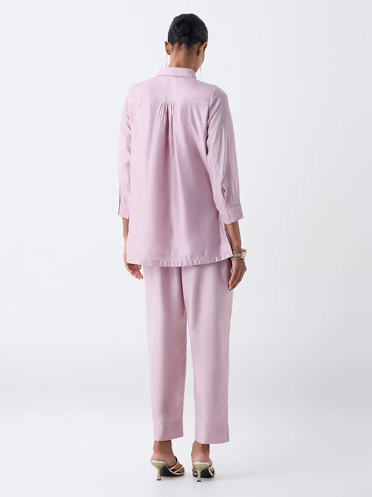 Vark Mauve Floral Embroidered Co-ord Set - Image 4