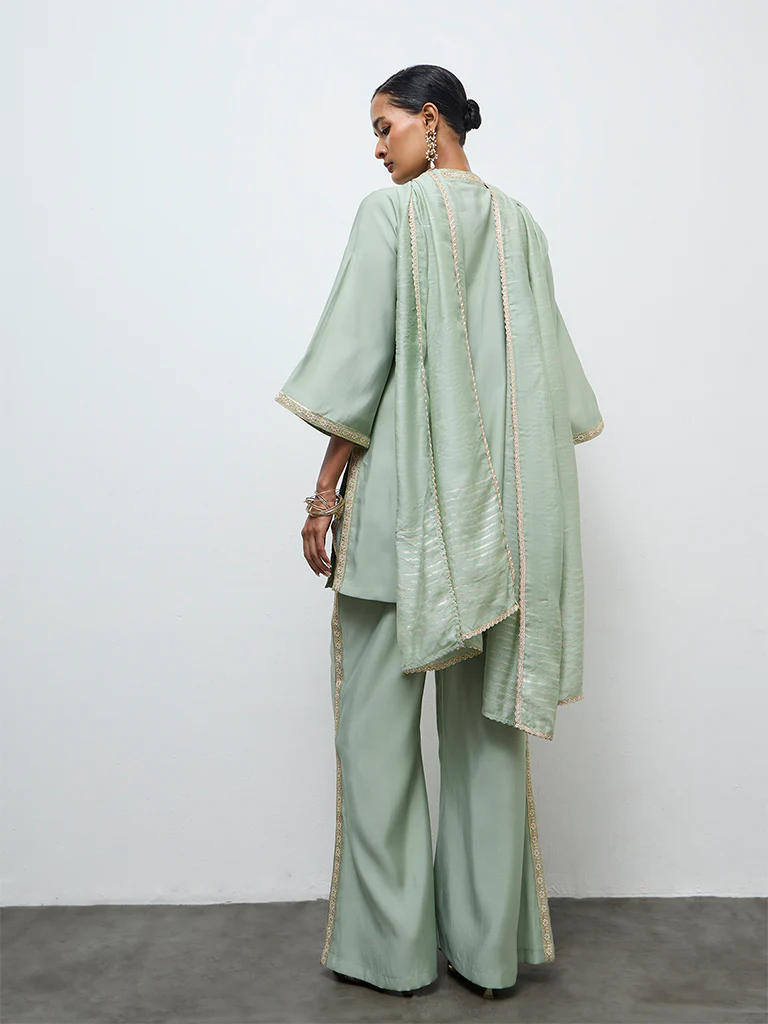 Vark Mint Embellished A-Line Ethnic Set - Image 4