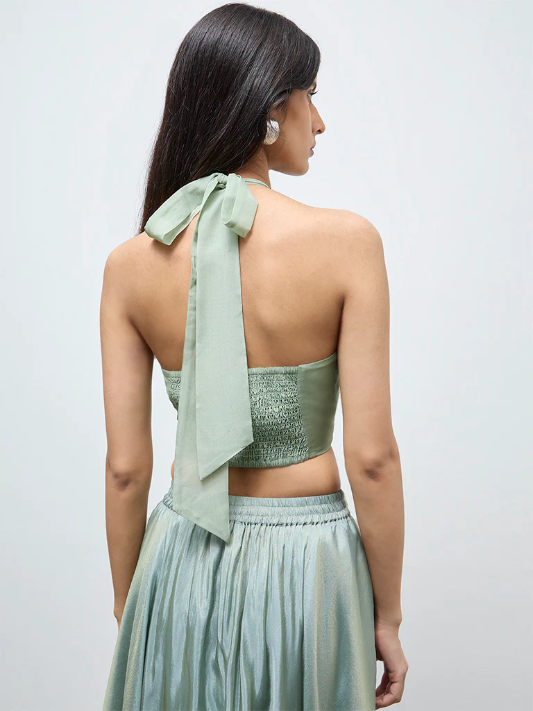 Vark Mint Embellished Halter-Neck Top - Image 4
