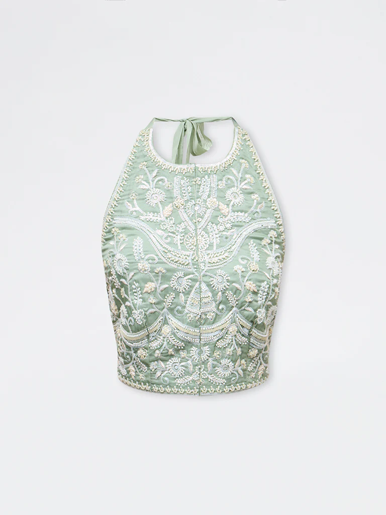 Vark Mint Embellished Halter-Neck Top - Image 5