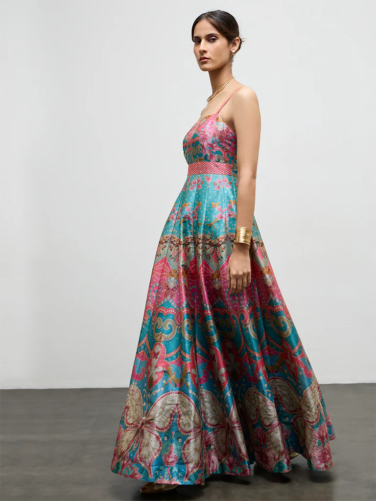 Vark Multicolor Printed A-Line Dress - Image 2