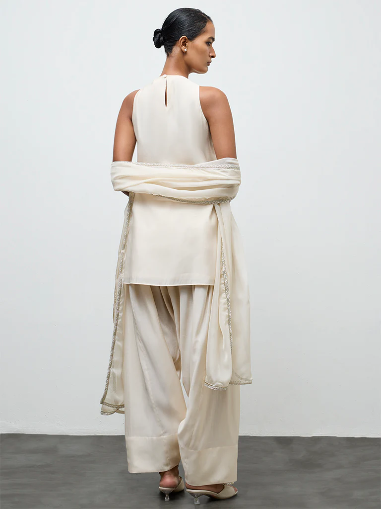 Vark Off-White Embellished Ethnic Set - Image 4