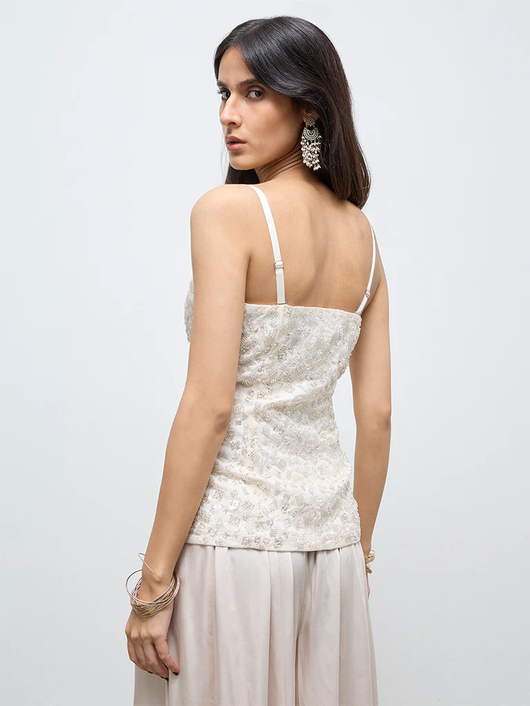 Vark Off-White Embellished Tube Top - Image 4