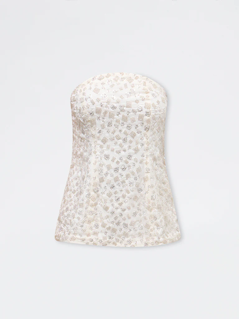 Vark Off-White Embellished Tube Top - Image 5