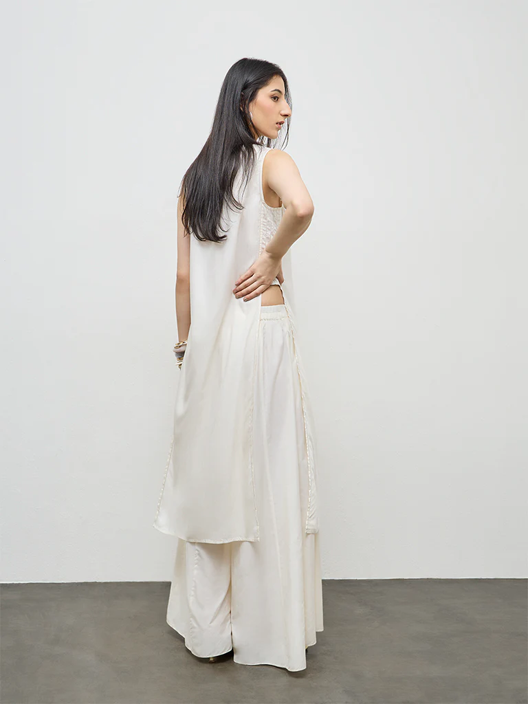 Vark Off-White Embroidered A-Line Ethnic Set - Image 4