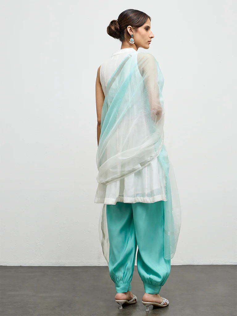 Vark Off-White Embroidered A-Line Ethnic Set - Image 4
