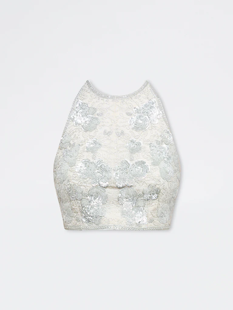 Vark Off-White Floral Embellished Top - Image 5