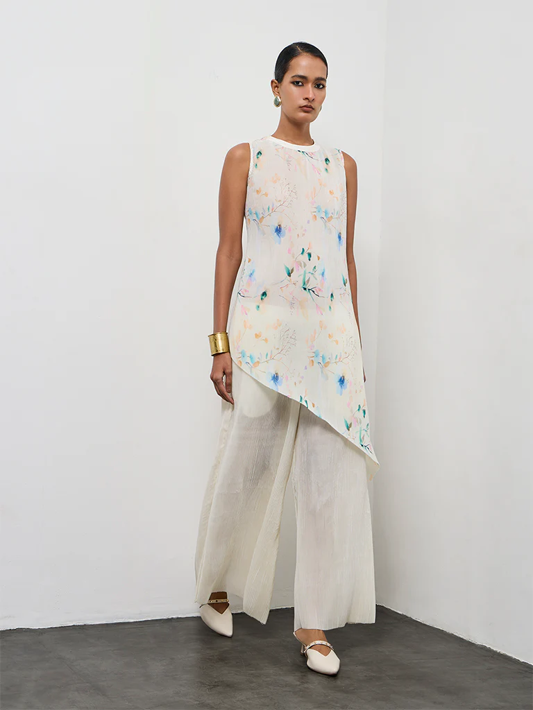 Vark Off-White Floral Printed Ethnic Set - Image 2