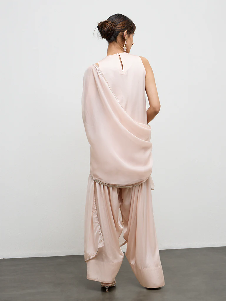 Vark Peach Embellished Ethnic Set - Image 4