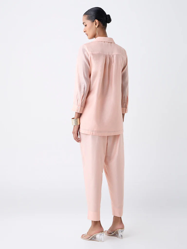 Vark Peach Floral Embroidered Co-ord Set - Image 4