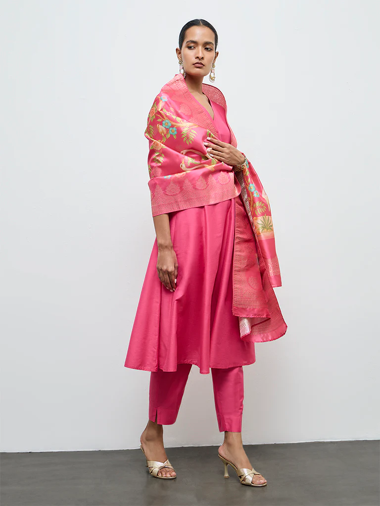 Vark Pink Anarkali Ethnic Set - Image 2