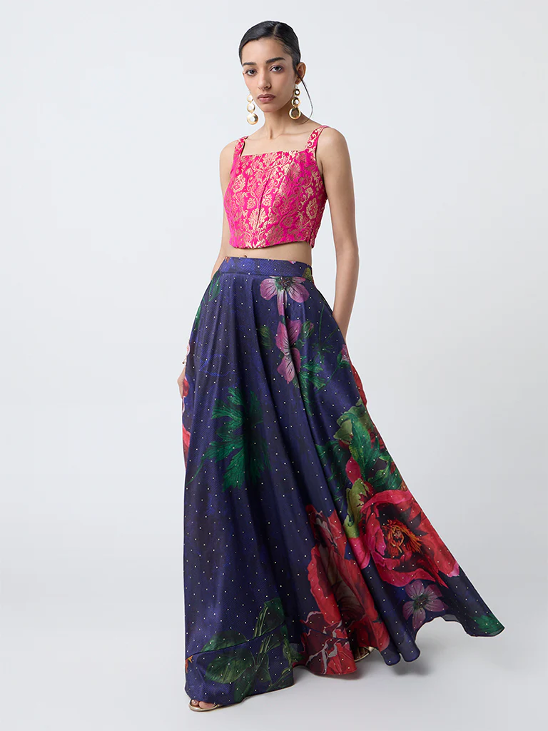 Vark Pink Brocade Corset-Style Top