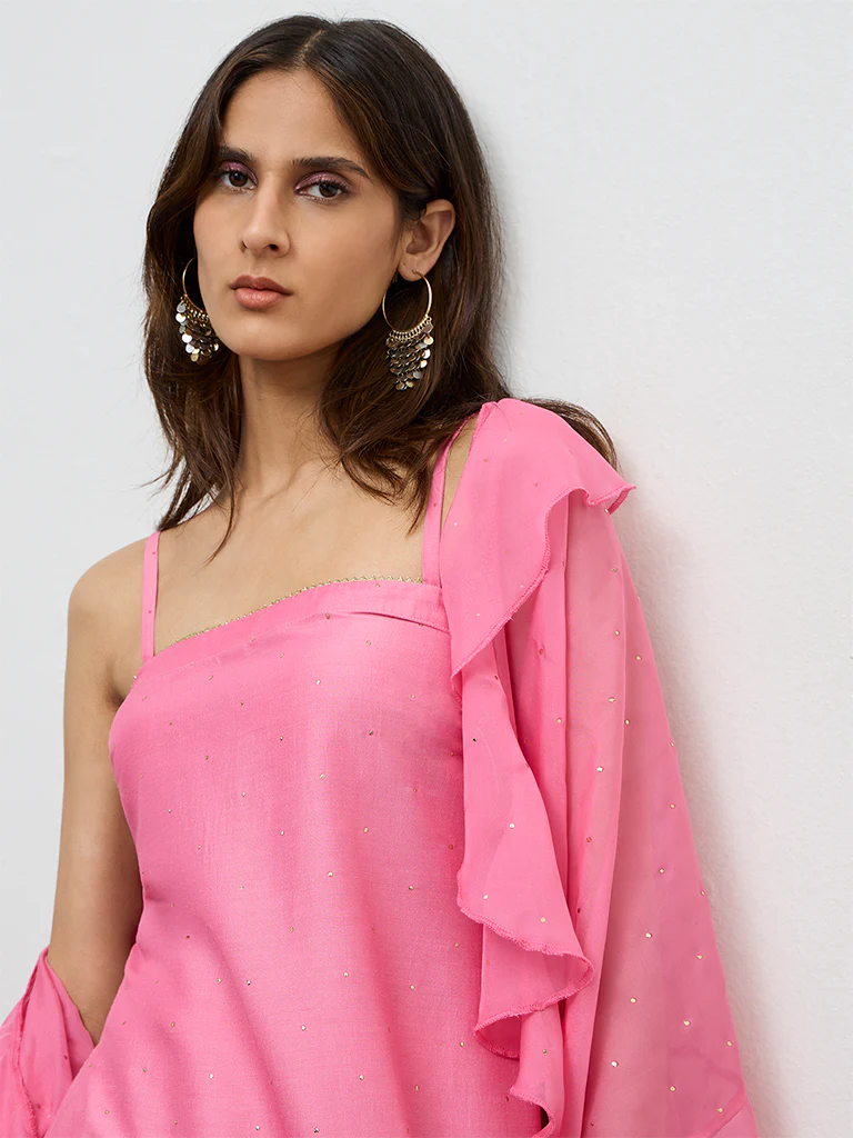 Vark Pink Embellished Ethnic Set - Image 3
