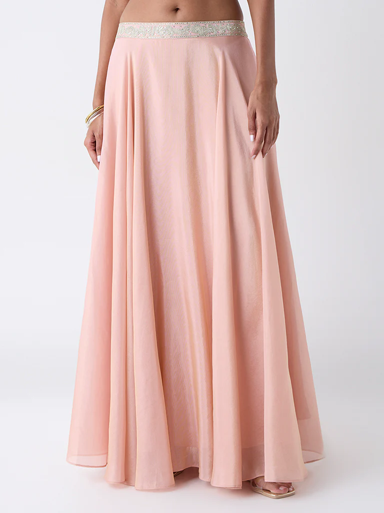Vark Pink Embellished Maxi Skirt - Image 2
