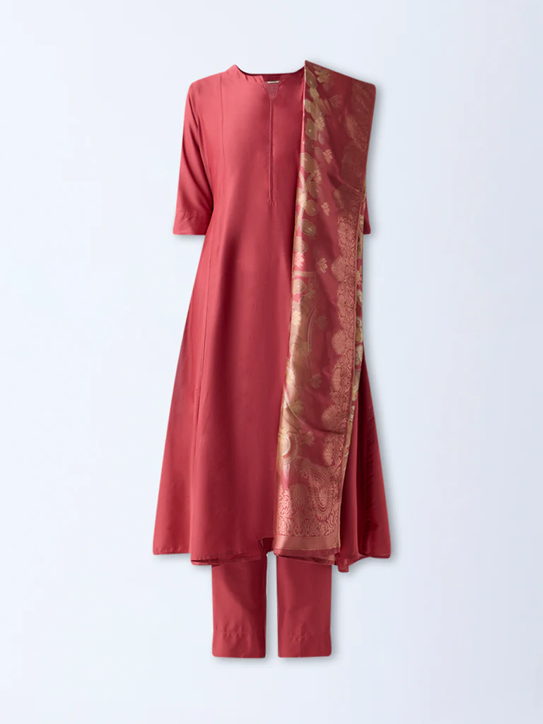 Vark Rust Anarkali Ethnic Set - Image 5
