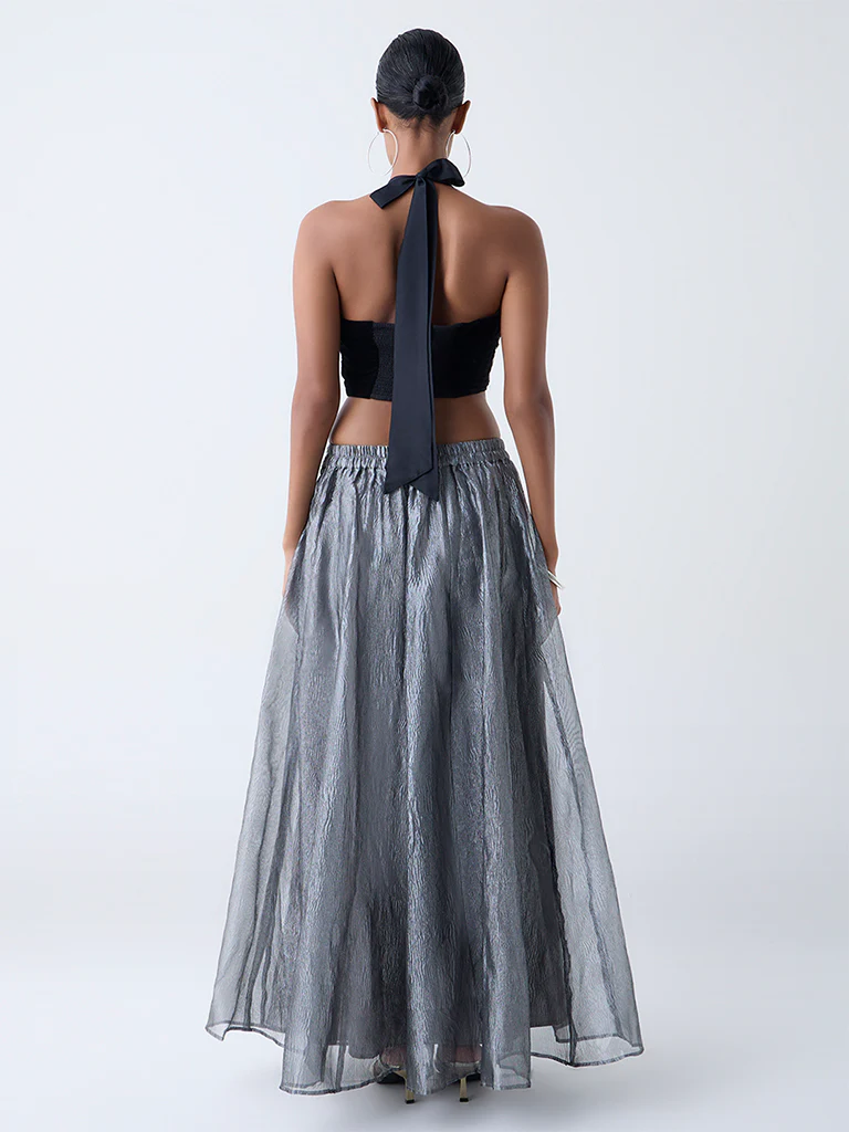 Vark Silver Textured Skirt - Image 4
