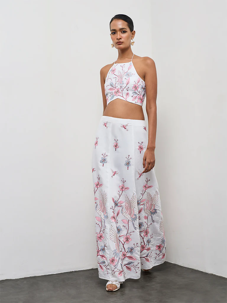 Vark White Floral Embroidered Blouse - Image 2